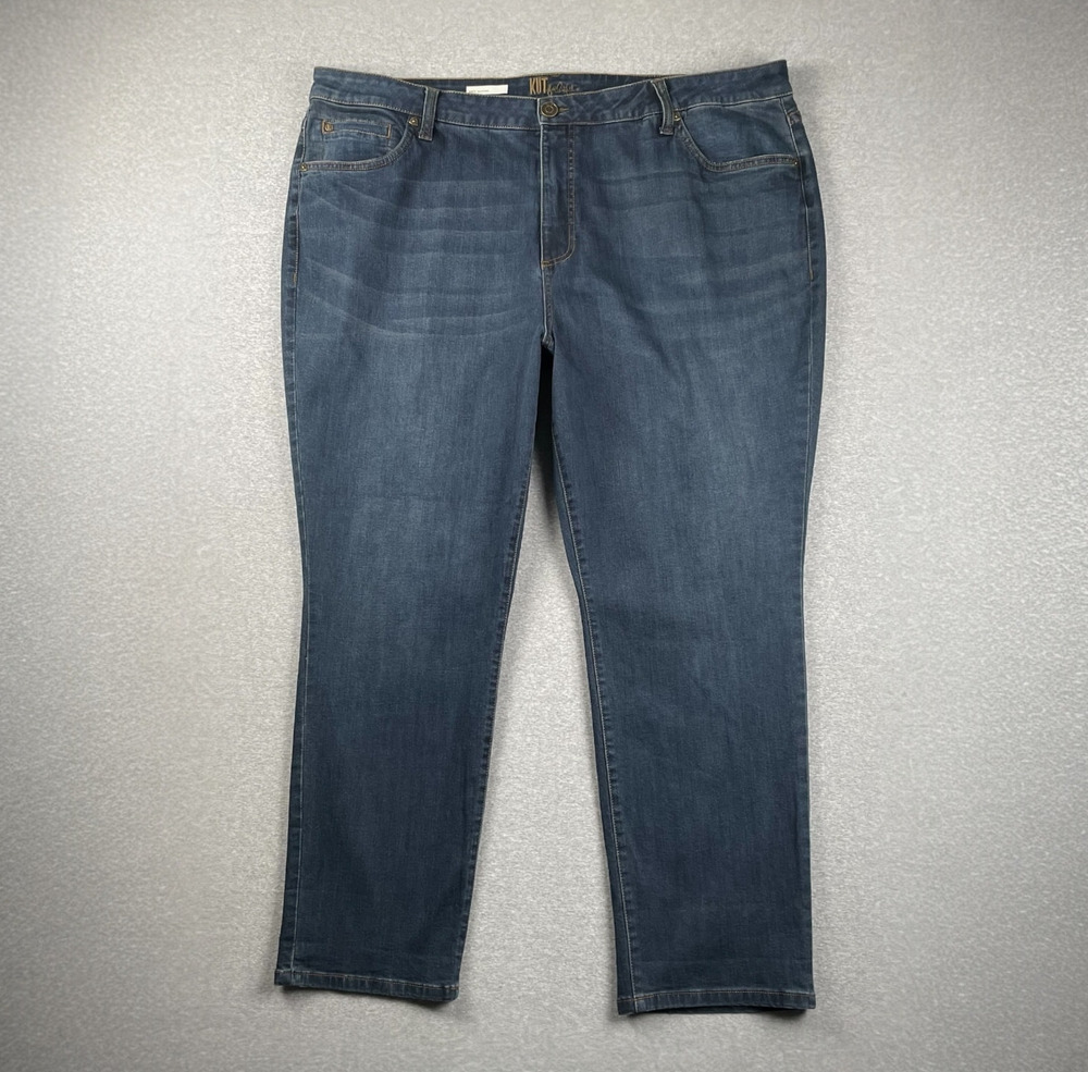 Kut From The Kloth Jeans 22W Blue Straight Katy Boyfriend High Rise Plus Size